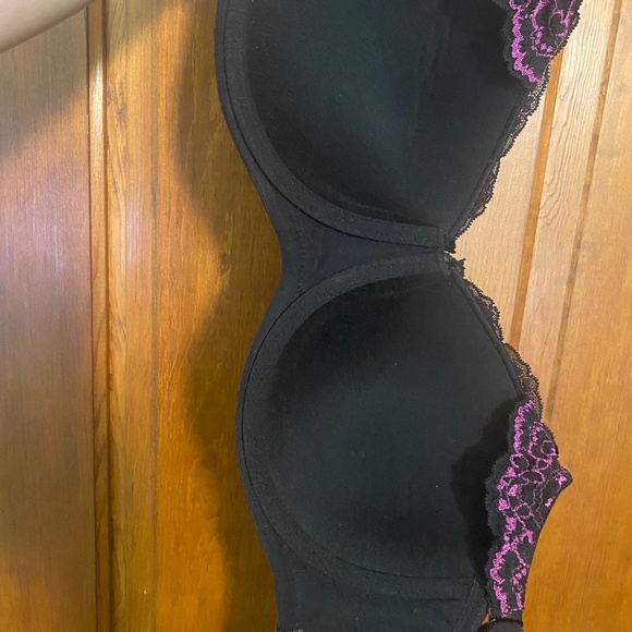 NWOT Le Mystere Lace Tisha Underwire Bra Black w/Purple Lace size 38D - Picture 7 of 9